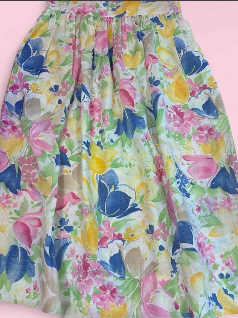Stefanie Women’s Floral Maxi Skirt Pink Blue Vintage Retro Flowers 80s Sz 8